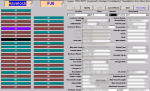 The interface for the berths part of our Marina software. We can see the individual berths on the left, their arrangement in the software is a reflection of their physical layout on the berth. Customer details are viewable on the right.