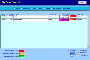 Showing multiple open cases within the Marina system