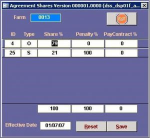 Dairy Supplier System - Agreement Shares